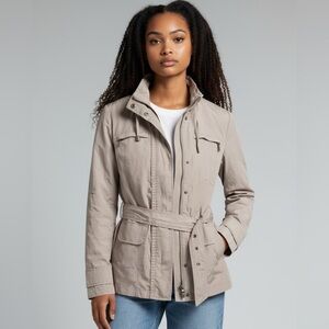 Koan Coat with Belt and  Gold Chain Accents